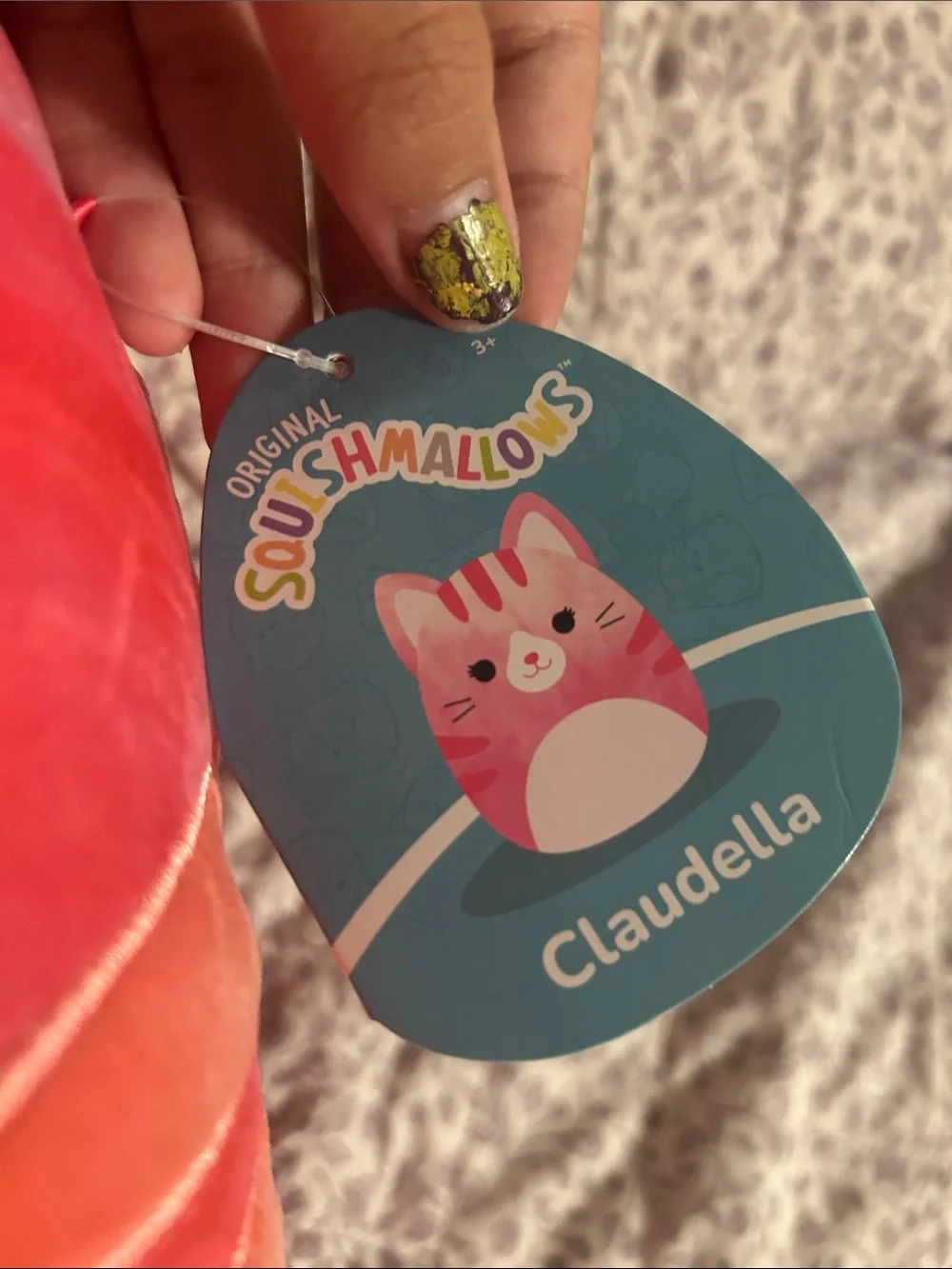 Squishmallows Pink & Coral Cat Plush Pillow